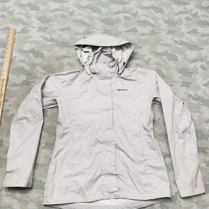 Marmot Windbreaker Jacket Womens XS Gray Full Zip Hooded Pockets Outdoors Hiking